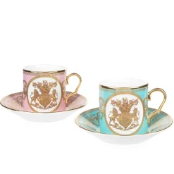 Royal Collection Shop Special Edition Lustre Pink And Green Coffee Cup And Saucer New