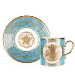 Royal Collection Shop Special Edition Lustre Turquoise And Yellow Coffee Cup And Saucer Discount